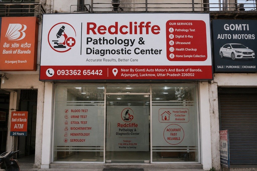Redcliffe Pathology Arjunganj Lucknow Signboard